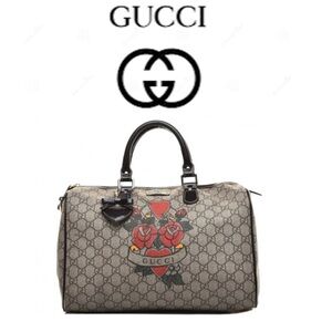 Gucci Monogram Tattoo Heart Joy Boston Handbag